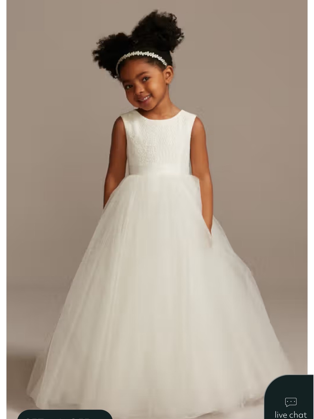 David's Bridal White Tulle Flower Girl Dress